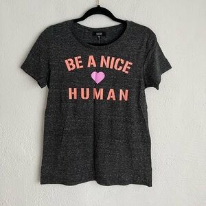 Modern Canvas Ladies Statement Tee Nice Human, Size Small